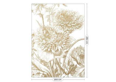 Mural Engraved Flowers MW-028 złoty