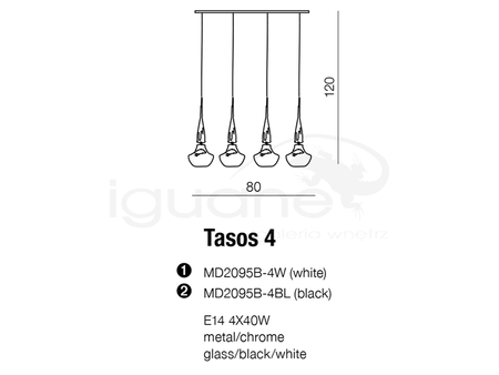 Lampa TASOS 4 wisząca chrom-biała