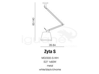 Lampa ZYTA S sufitowa szara