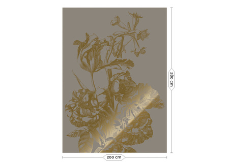 Mural Engraved Flowers Grey MW-128 złoty