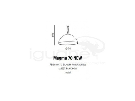 Lampa MAGMA 70 NEW czarna /  biała wisząca