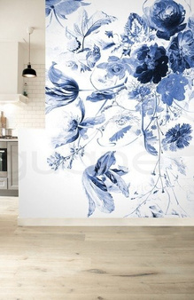 Mural Royal Blue Flowers III WP-219
