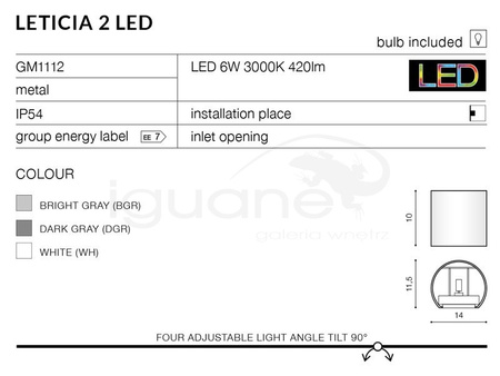 Lampa LETICIA 2 LED biała