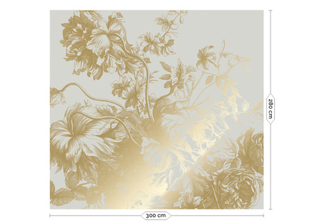 Mural Engraved Flowers Sand MW-117 złoty