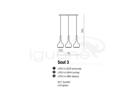 Lampa SOUL 3 wisząca chrom