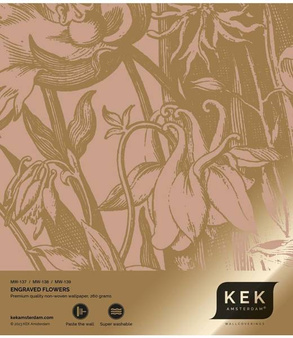 Mural Engraved Flowers Nude MW-139 złoty