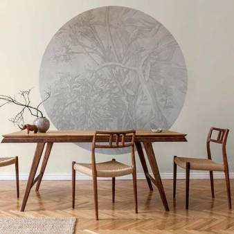 Mural koło Grey Ombre Flower