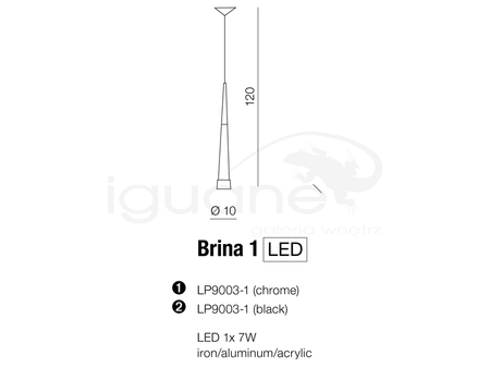 Lampa BRINA 1 wisząca chrom