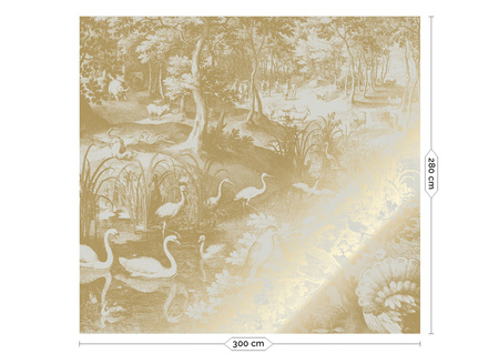 Mural Engraved Landscapes Sand MW-105 metallic gold