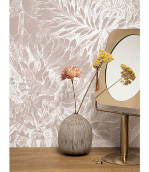 Mural Engraved Flowers Nude  WP-756