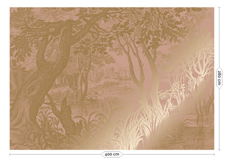 Mural Engraved Landscapes Nude MW-097 metallic gold