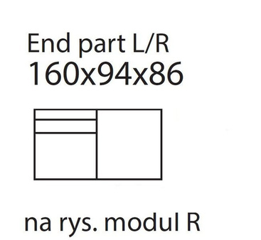 Moduł Noir Wood END PART L/R tkanina