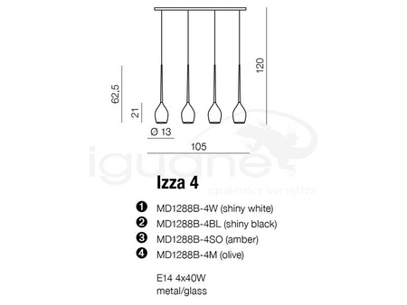 Lampa IZZA 4 wisząca biała