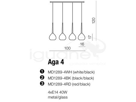 Lampa AGA-4 wisząca biała