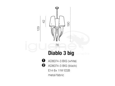 Lampa DIABLO 3 BIG biała wisząca