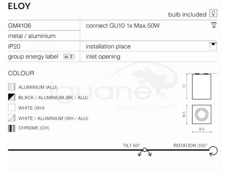 Lampa ELOY plafon biała-aluminium