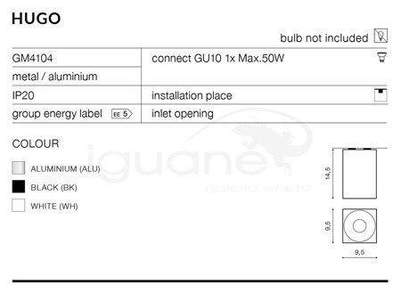 Lampa HUGO aluminiowa z wkładem aluminiowym