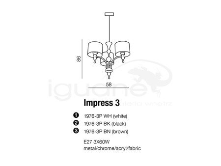 Lampa IMPRESS 3 wisząca biała