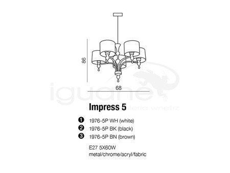 Lampa IMPRESS 5 wisząca biała