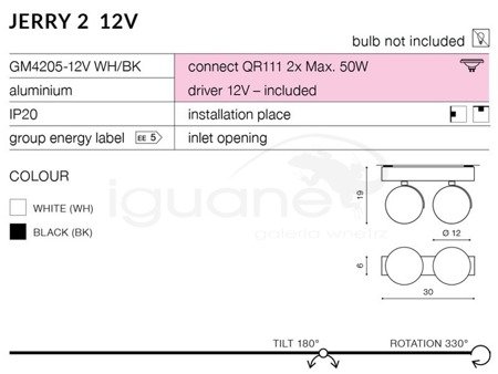 Lampa JERRY 2 12V biała