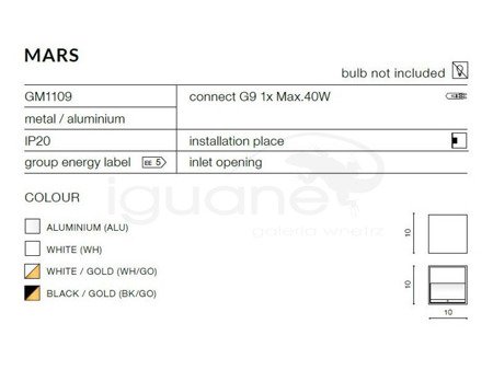 Lampa MARS kinkiet aluminium