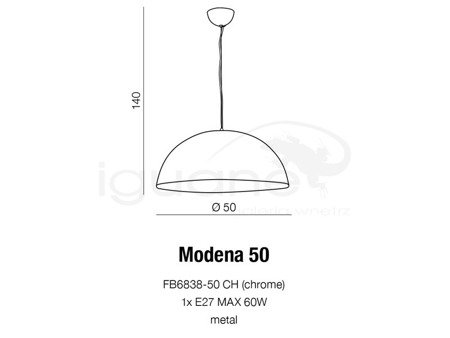 Lampa MODENA 50 wisząca czarna /  złota