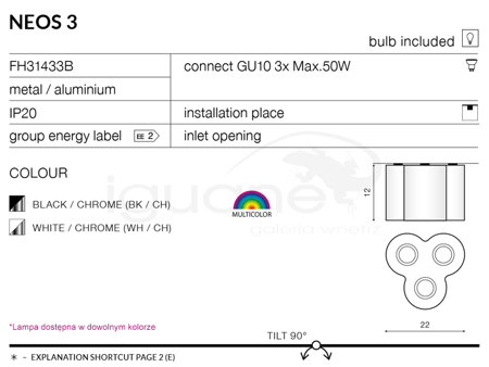 Lampa NEOS 3 czarna-chrom