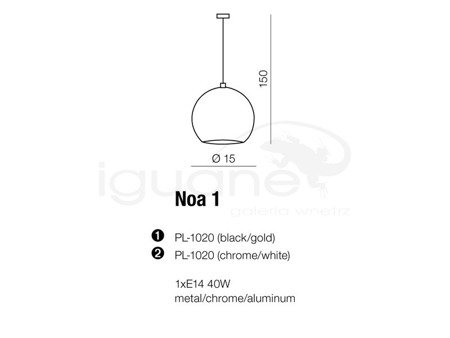 Lampa NOA 1 wisząca chrom-biała