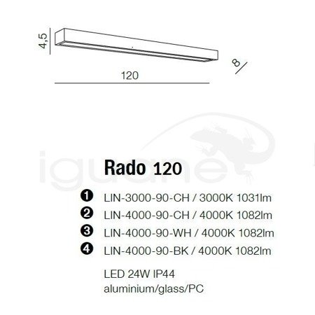 Lampa RADO 120 4000K chrom