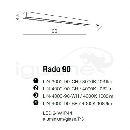 Lampa RADO 90 4000K chrom