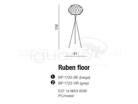 Lampa RUBEN podłogowa szara