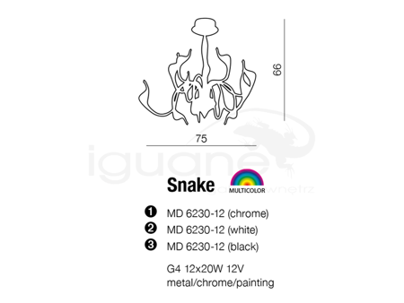 Lampa SNAKE wisząca chrom