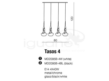 Lampa TASOS 4 wisząca chrom-czarna