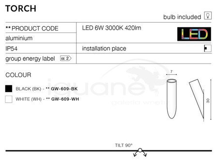 Lampa TORCH biała