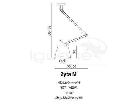 Lampa ZYTA M sufitowa biała