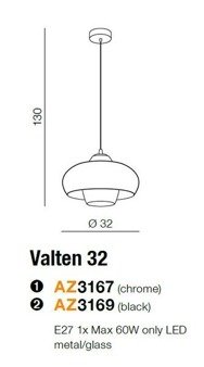 Lampa wisząca Valten 32 AZ3169 czarna