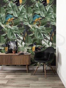 Mural Botanical birds black WP-579