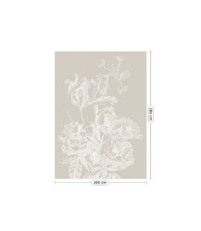 Mural Engraved Flowers Grey  WP-743