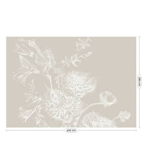 Mural Engraved Flowers Grey  WP-758