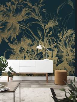 Mural Engraved Flowers MW-015 gold