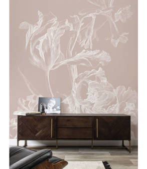 Mural Engraved Flowers Nude  WP-744