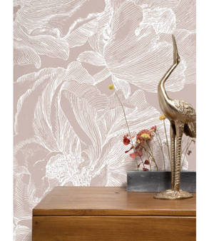 Mural Engraved Flowers Nude  WP-744