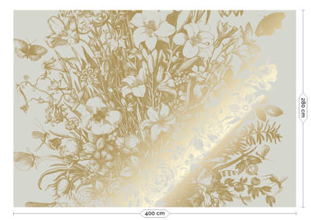 Mural Engraved Flowers Sand MW-136 złoty