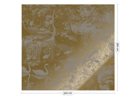 Mural Engraved Landscapes Grey MW-111 metallic gold