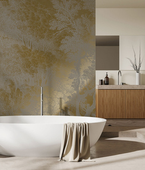 Mural Engraved Landscapes Grey MW-161 Metallic gold