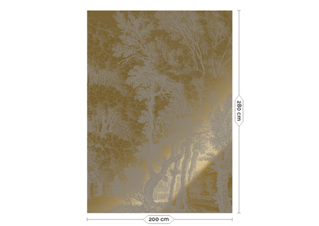 Mural Engraved Landscapes Grey MW-161 Metallic gold