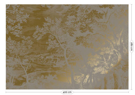 Mural Engraved Landscapes Grey MW-175 metallic gold