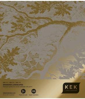 Mural Engraved Landscapes Grey MW-175 metallic gold