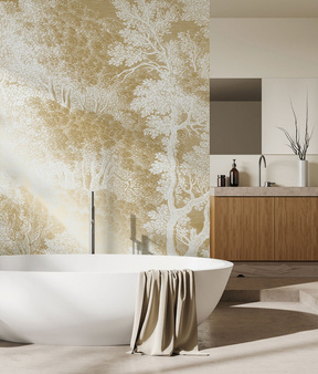 Mural Engraved Landscapes Off White MW-152 Metallic gold