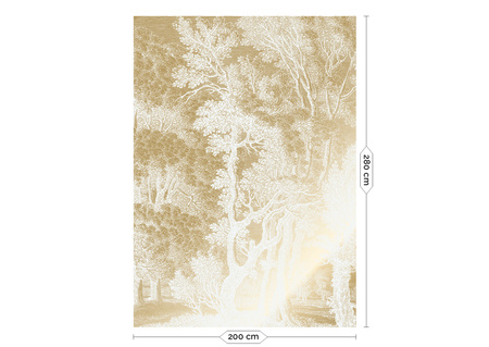 Mural Engraved Landscapes Off White MW-152 Metallic gold